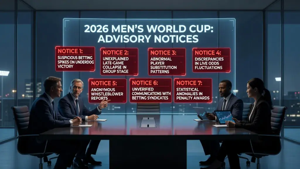 An international advisory body has raised seven notices relating to possible match manipulation from potential betting irregularities identified in the 2026 men’s World Cup.